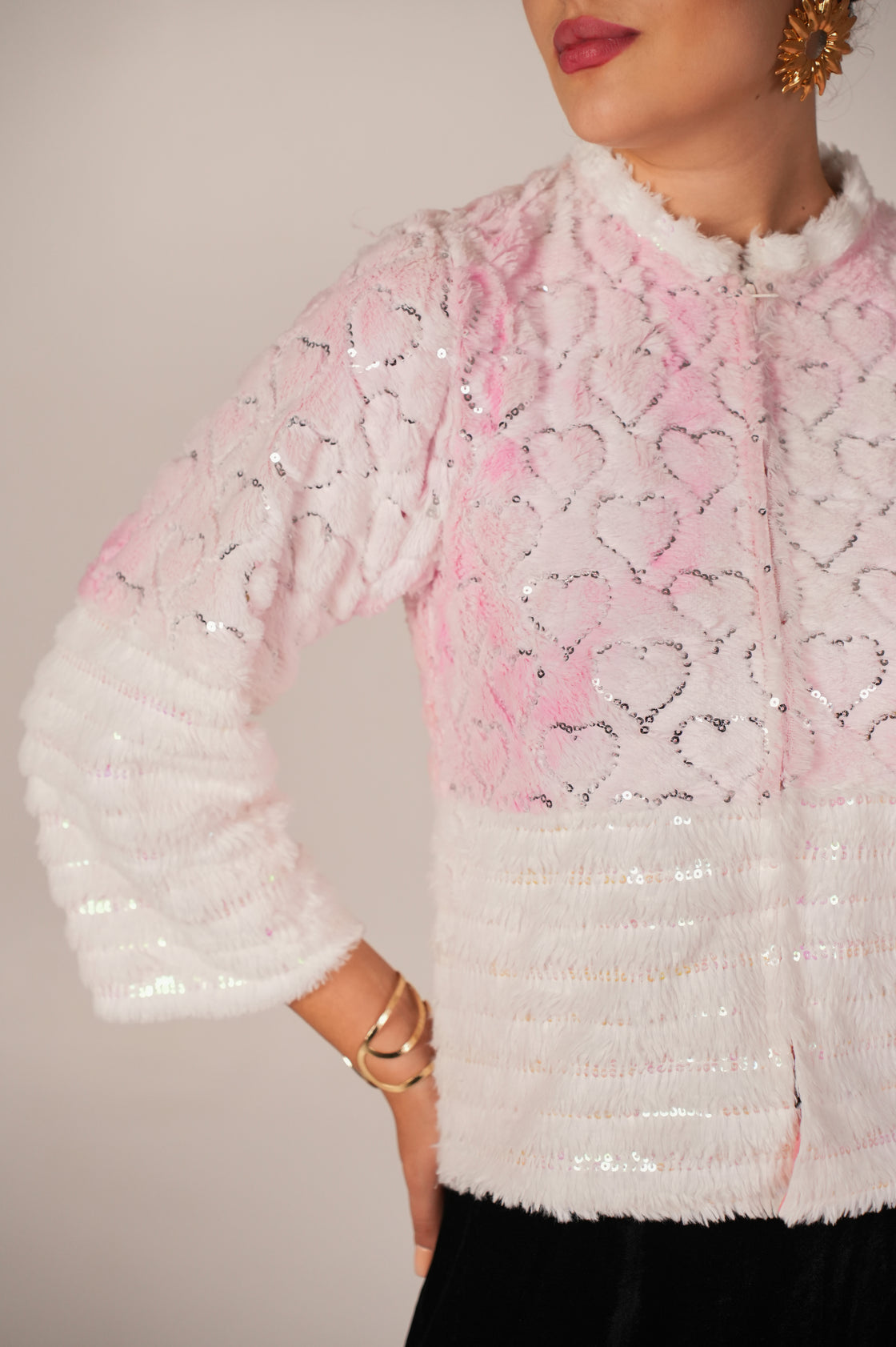 PINK AND WHITE ZIPPER JACKET