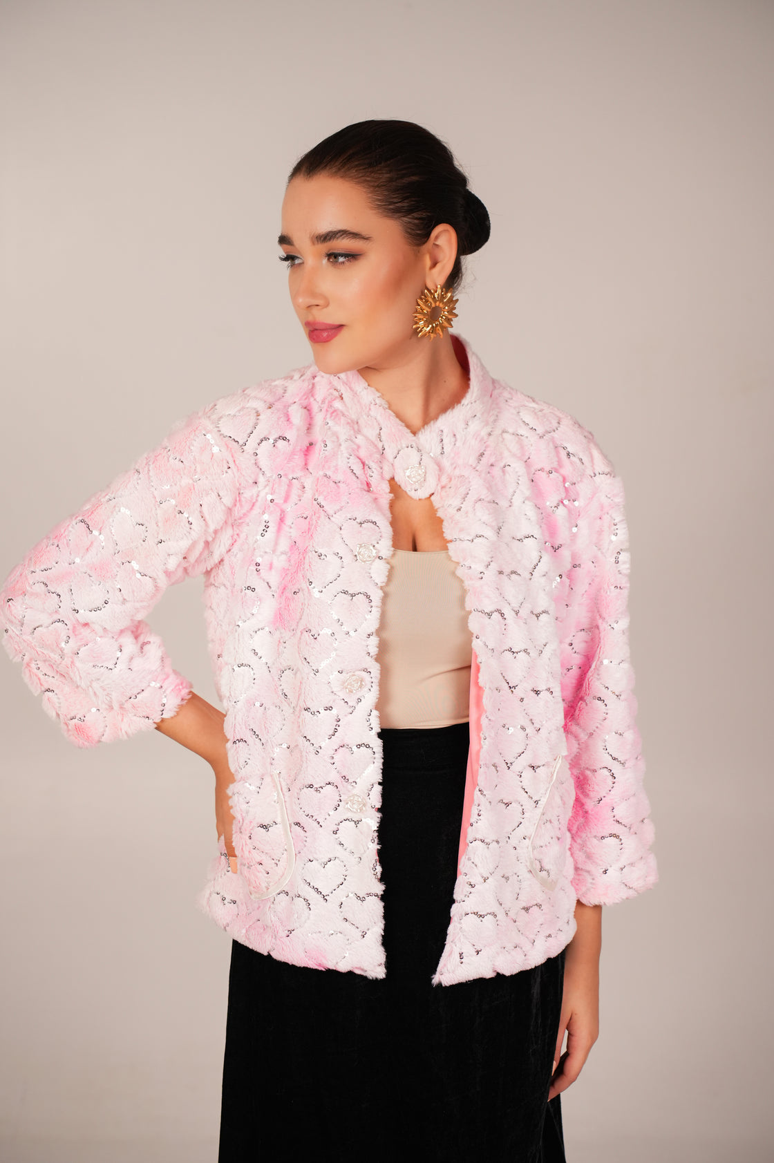 PINK FOUX FUR JACKET