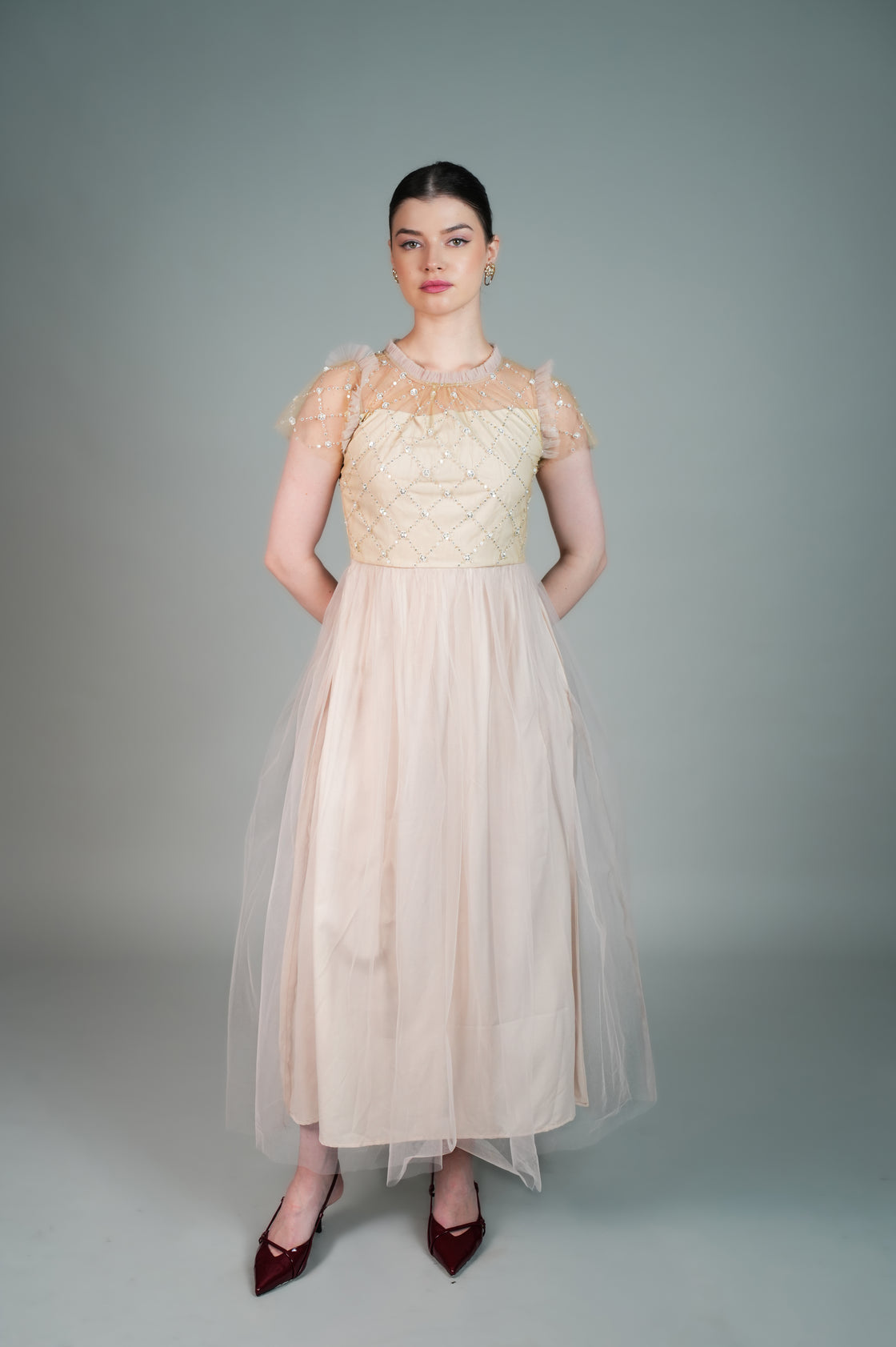 SERENA TULLE  DUAL TONE MAXI DRESS
