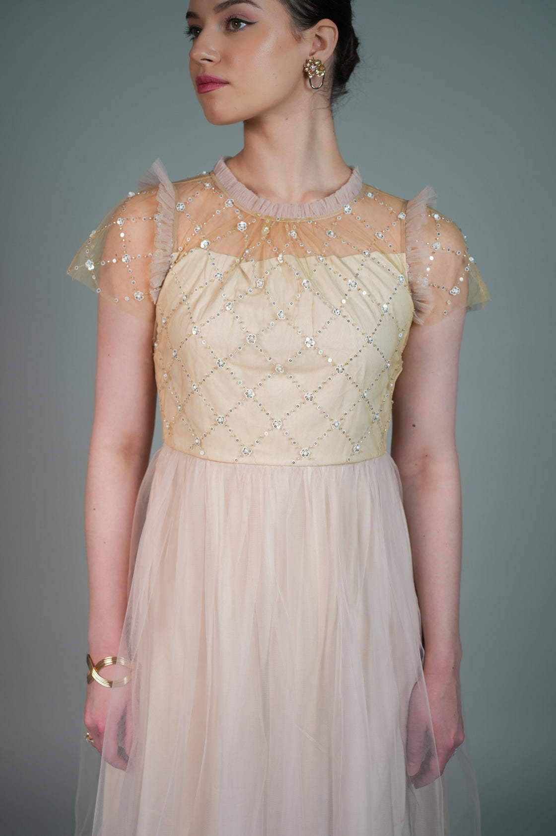 SERENA TULLE  DUAL TONE MAXI DRESS