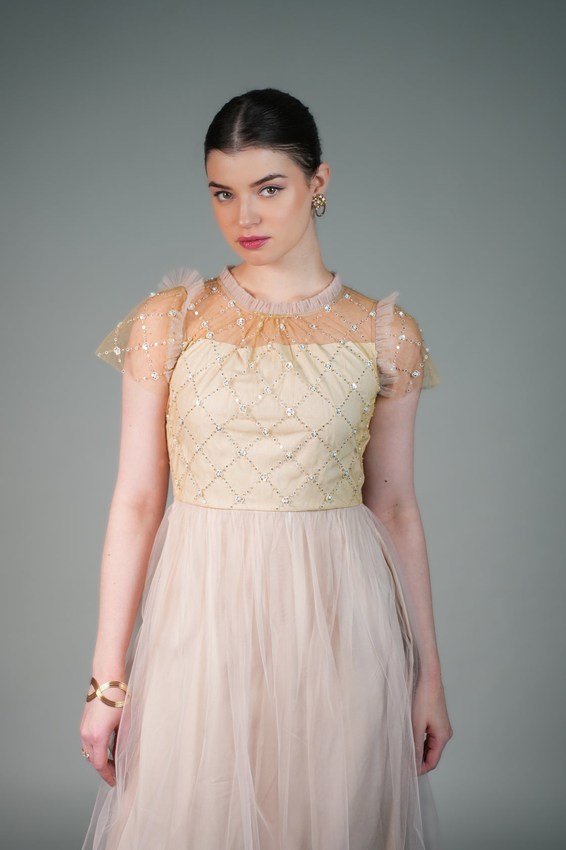 SERENA TULLE  DUAL TONE MAXI DRESS