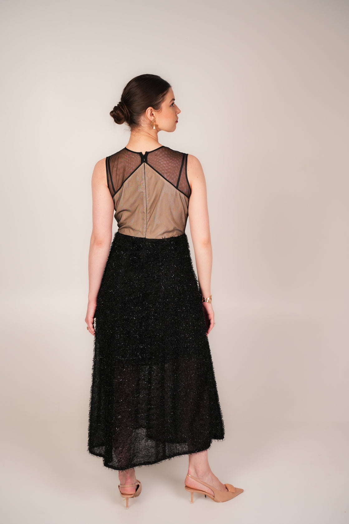 SWAN TEXTURED BLACK MIDI