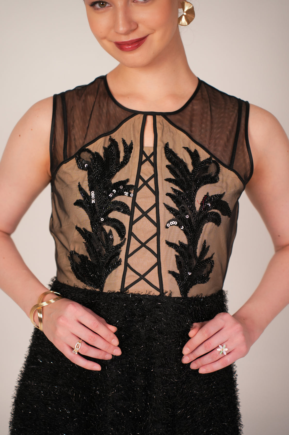 SWAN TEXTURED BLACK MIDI