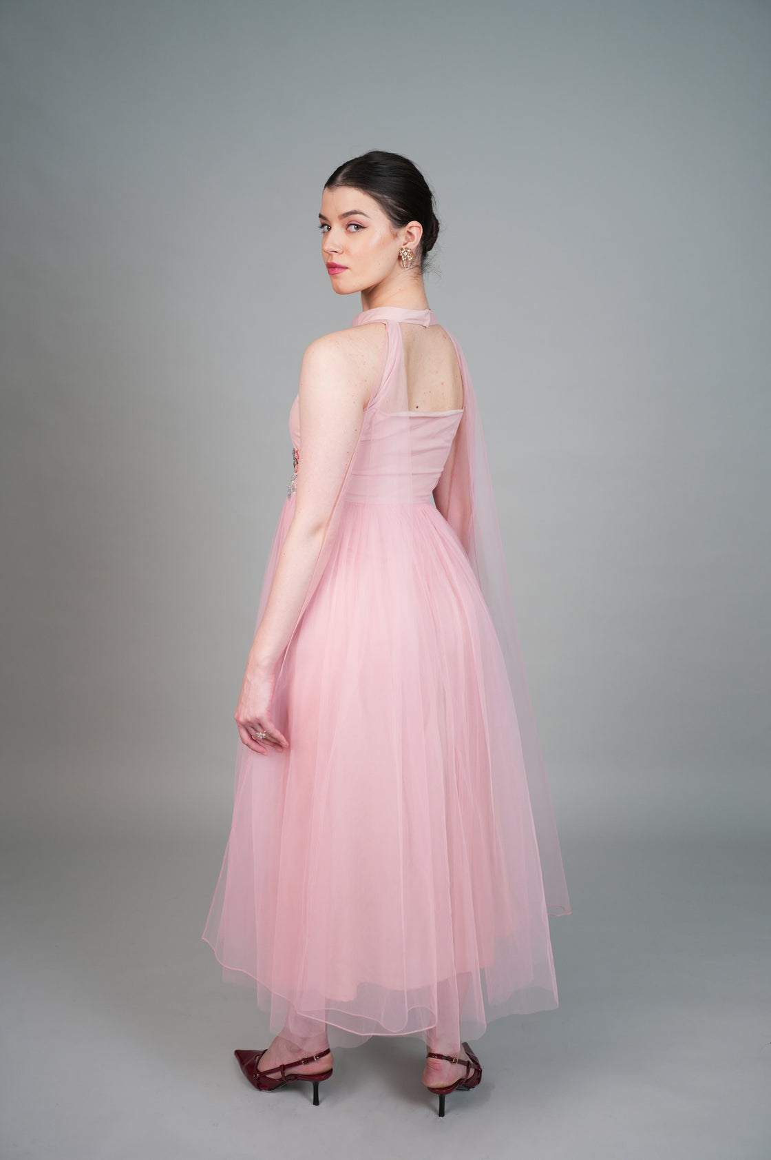 TUTU PINK HAND EMBROIDERED TULLE GOWN