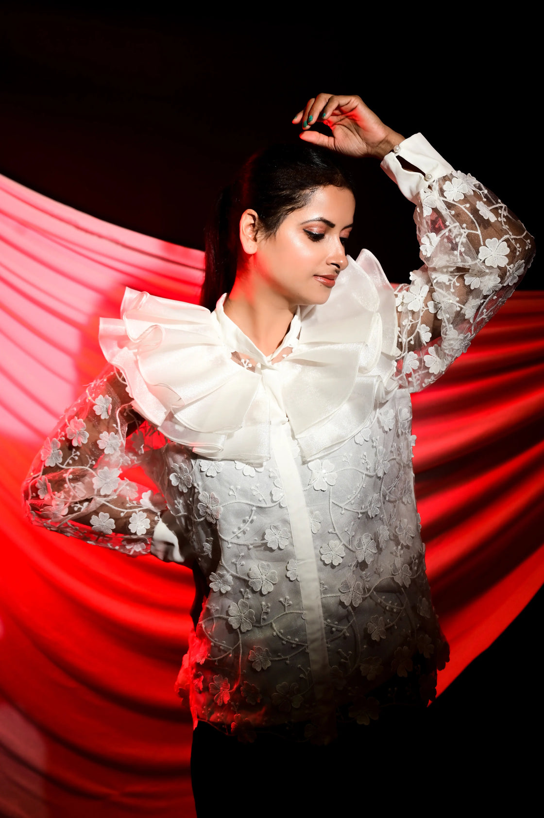 White Ruffled Top