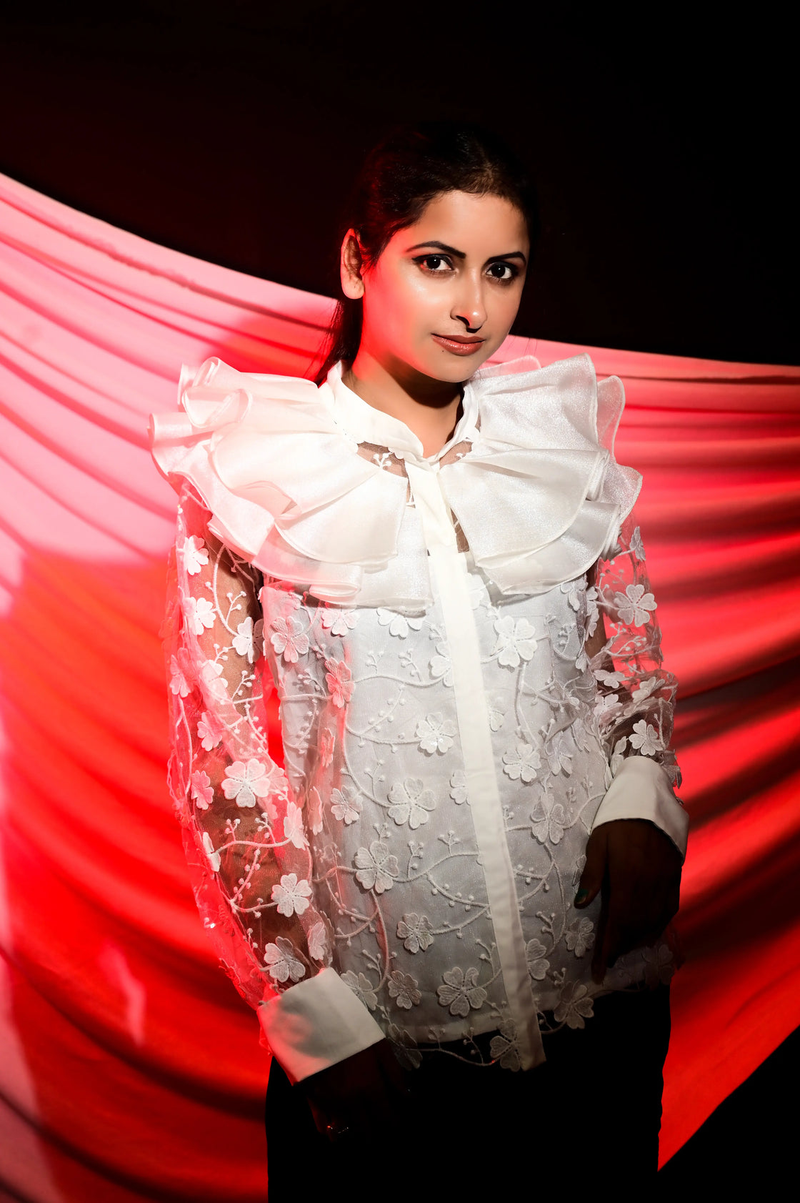 White Ruffled Top