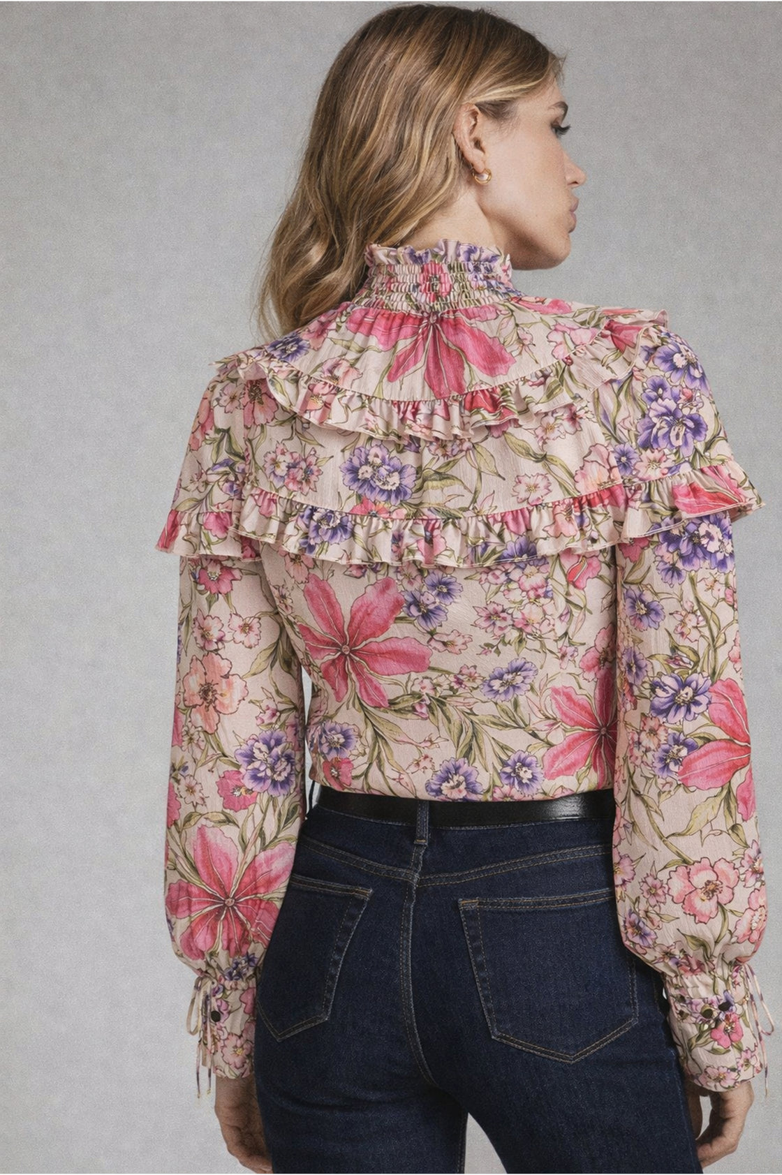 CHIFFON PINK LILY HIGH NECK TOP