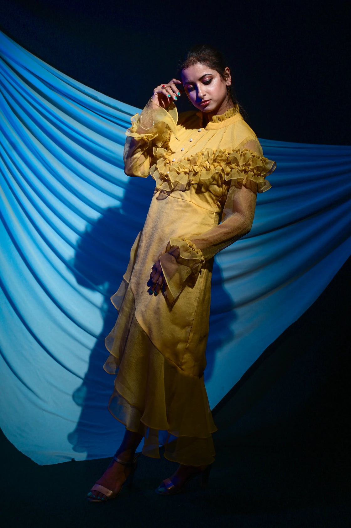 Kira ruffled dress detailing on neck