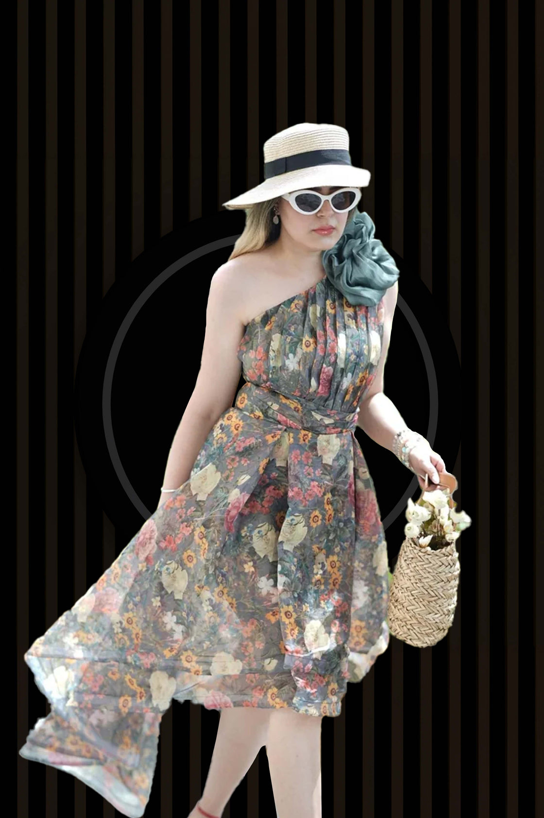 Valentina Floral High‑Low Dress – Petal Whisper in Motion