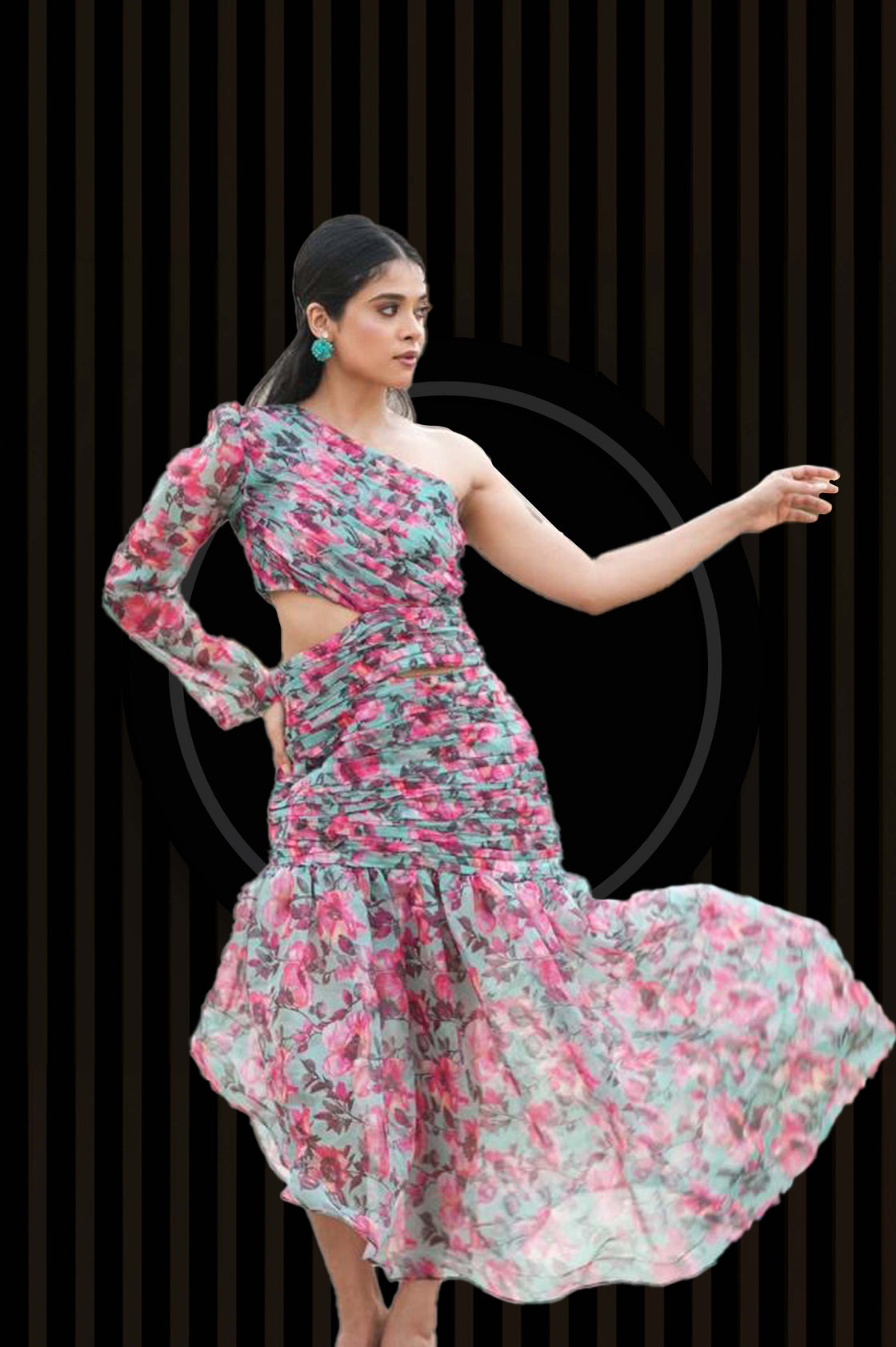 Alyissa Cut-Out Midi Dress – Sculpted in Blush Dreams