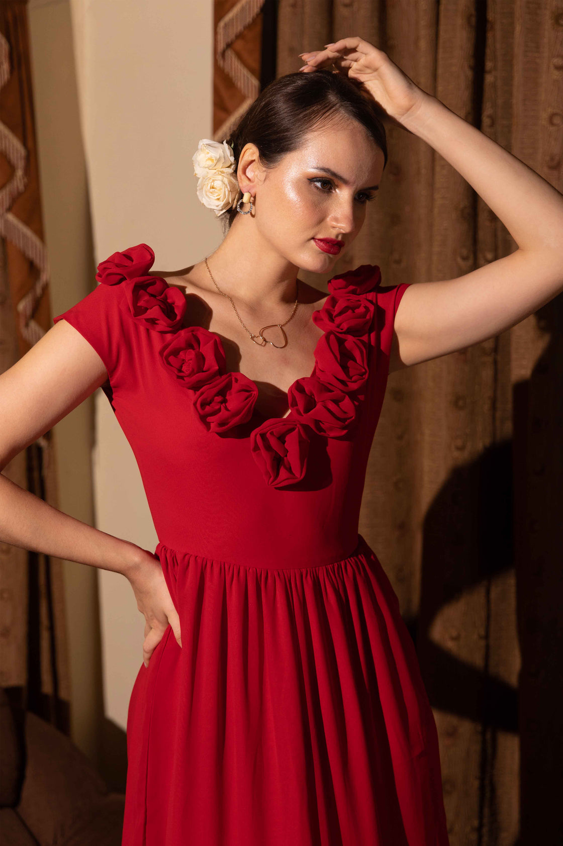 Short sleeves maxi dress for women party wear