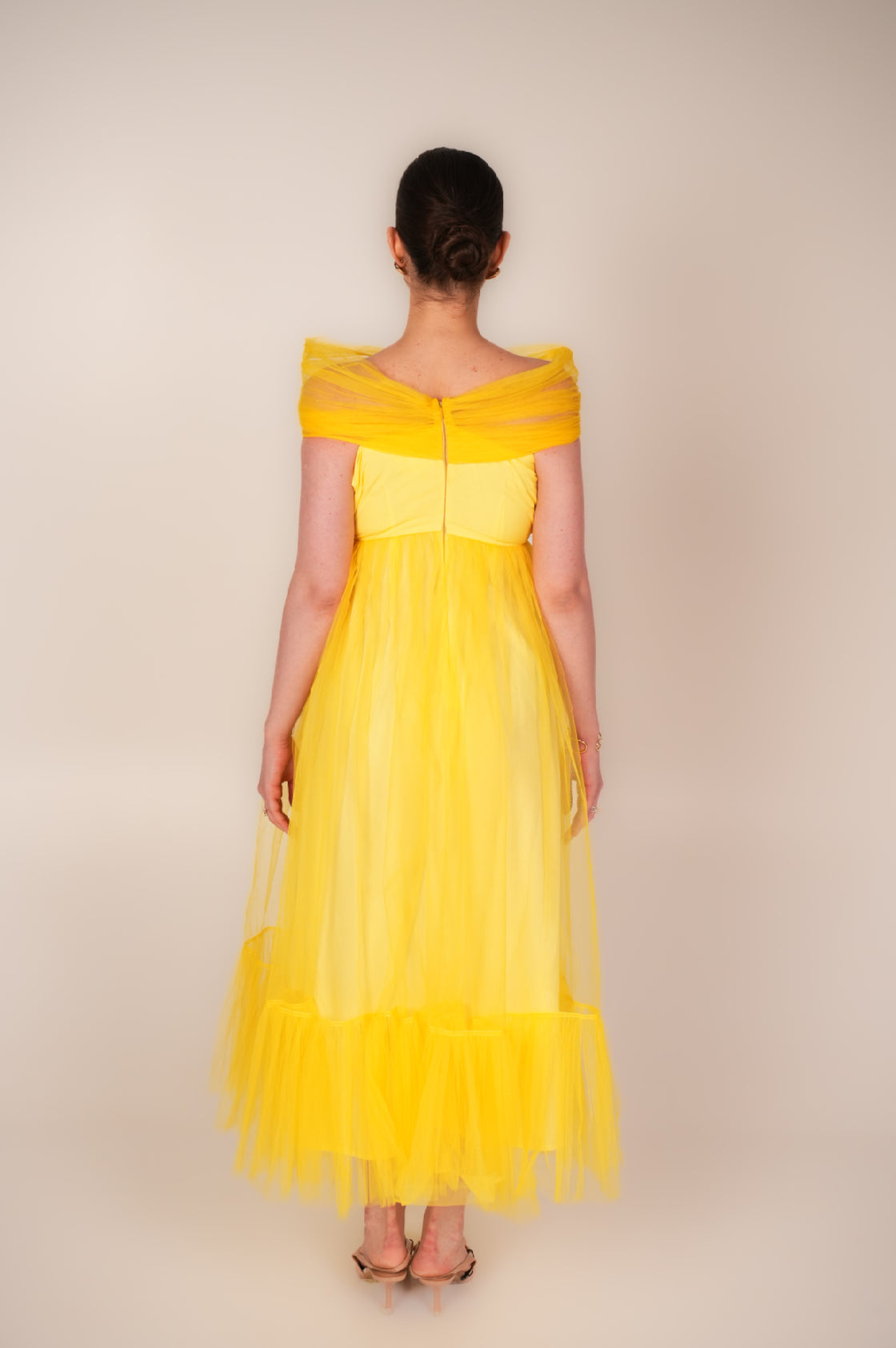 FLUTTER YELLOW HAND EMBROIDERED DRESS